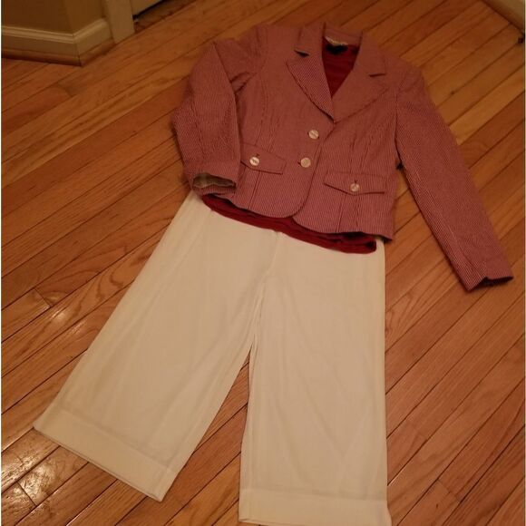 HARVE BERNARD PETITE RED SEERSUCKER JACKET - Picture 4 of 5